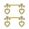 316L Surgical Stainless Steel Clear Cubic Zirconia Heart Nipple Nail Rings WG5DC82-01-1