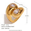 Fashionable 304 Stainless Steel Cubic Zirconia Finger Rings FS-WG3A113-02-2