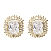 Brass Micro Pave Clear Cubic Zirconia Stud Earrings EJEW-F373-06G-2