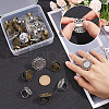  32Pcs 8 Style Vintage Adjustable Iron Flower Finger Ring Components with Alloy Cabochon Bezel Settings DIY-NB0008-14-3