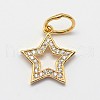 CZ Brass Micro Pave Cubic Zirconia Five-Pointed Star Charms ZIRC-L018-07G-1