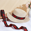 6.8M Flat Ethnic Style Polyester Jacquard Flower Ribbon OCOR-WH0082-133B-5