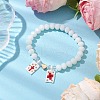 Glass Faceted Rondelle Beaded Stretch Bracelets for Women BJEW-MZ00065-4