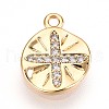 Brass Micro Pave Clear Cubic Zirconia Pendants KK-T075-02G-1
