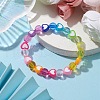 Heart & Faceted Round Acrylic Beaded Stretch Bracelets BJEW-JB10245-01-4