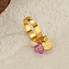 304 Stainless Steel Amethyst Adjustable Rings for Women RJEW-U045-02G-1