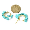 Synthetic Turquoise Chips Braided Hoop Earrings EJEW-JE04940-25-2