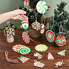  Christmas Wooden Pendant Decorations and Paper Flag Banners AJEW-NB0006-09-3
