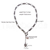 Stainless Steel Oval Virgin Mary & Flat Round Baroque Natural Freshwater Pearl Pendant Necklaces FS-WG7A760-01-4