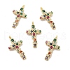 Cross Brass Micro Pave Colorful Cubic Zirconia Pendants X-KK-G419-17G-1