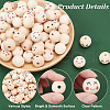   90Pcs 6 Styles Printed Wood European Beads WOOD-PH0002-89-4