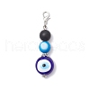 Handmade Evil Eye Lampwork Bead & Natural Black Agate Pendant Decorations HJEW-JM03200-2
