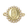 Religion Brass Micro Pave Clear Cubic Zirconia Connector Charms KK-H466-10G-02-1