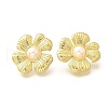 Flower Brass Stud Earrings EJEW-F358-03B-G-4