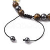 Natural Toger Eye Braided Bead Bracelets for Women Men BJEW-JB11138-02-4