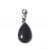 Natural Black Stone Pendant Decorations PALLOY-PH01401-09-1