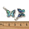 Rack Plating Brass Pave Natural Paua Shell Pendants KK-U025-02P-02-3