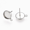 Non-Tarnish 304 Stainless Steel Stud Earring Settings STAS-L195-01B-2