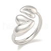 Non-Tarnish 304 Stainless Steel Heart Open Cuff Ring for Women RJEW-A043-31P-1