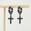 Hip-hop Style Stainless Steel Cross Pendant Hoop Earring for Women UB5113-5