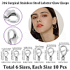 Beebeecraft 60Pcs 6 Styles 316 Surgical Stainless Steel Lobster Claw Clasps STAS-BBC0006-03-2