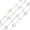 Glass Butterfly & ABS Plastic Pearl Beaded Chains CHS-N003-02-01-3
