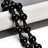Natural Black Onyx 3-Hole Guru Beads Strands G-H064-E08-03B-5
