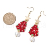 Glass Seed & Glass Pearl Beads Tree Dangle Earrings EJEW-MZ00276-01-3