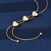 Triple Heart 304 Stainless Steel Pave Natural White Shell Y Necklaces for Women NJEW-U032-13G-01-2