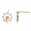 Brass Micro Pave Clear Cubic Zirconia Stud Earring Findings KK-T056-121G-NF-2