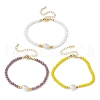 3Pcs 3 Colors Glass Beaded Bracelets Sets for Women BJEW-JB11169-1