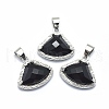 Natural Dyed & Heated Black Agate Pendants G-O176C-09P-1