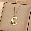 Flower Letter Stainless Steel Initial Pendant Necklaces for Women Men FS-WGF85E2-13-1