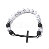 Round Synthetic Howlite &  Natural Lava Rock Bead Stretch Bracelets BJEW-F493-04EB-02-2