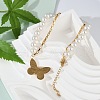 304 Stainless Steel & Plastic Imitation Pearl Butterfly Pendant Necklaces NJEW-L157-04G-3