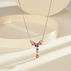 925 Sterling Silver Micro Pave Cubic Zirconia Pendant Necklaces NJEW-K272-04P-2
