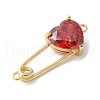 Brass Cubic Zirconia Heart Safety Pin Connector Charms KK-Q031-45G-02-2