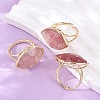 Horse Eye Natural Strawberry Quartz Cuff Rings RJEW-M076-04G-04-1