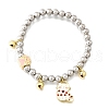 Brass Enamel Round Beads Charm Bracelets for Women BJEW-D317-11C-PG-4