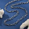 5.5MM 304 Stainless Steel Textured Oval Link Chain Necklaces NJEW-T016-12P-2