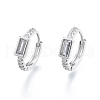 Clear Cubic Zirconia Rectangle Hoop Earrings EJEW-C048-06P-2
