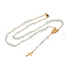304 Stainless Steel & Glass Rosary Bead Necklaces for Women NJEW-B112-02G-04-2