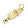 Rack Plating Brass Pave Blue Cubic Zirconia Sea Animal Pendants KK-B092-03G-2