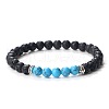 Simple Fashion Natural Lava Rock & Synthetic Turquoise Beaded Stretch Bracelets for Women KD8303-3-1