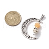Halloween Synthetic Turquoise Skull Pendants PALLOY-JF02650-03-2