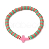 9Pcs Polymer Clay & Acrylic Cross Beaded Stretch Bracelets Sets for Women BJEW-JB101001-3
