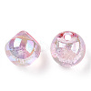 UV Plating Rainbow Iridescent Acrylic Beads X-OACR-G012-04D-2