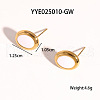 Stainless Steel White Enamel Oval Stud Earrings for Women PG1145-5-1