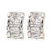 Brass Pave Clear Cubic Zirconia Curved Rectangle Stud Earrings for Women EJEW-G362-10P-1