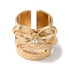 Alloy Rhinestone Bowknot Wide Open Cuff Rings for Women RJEW-S412-07KCG-4